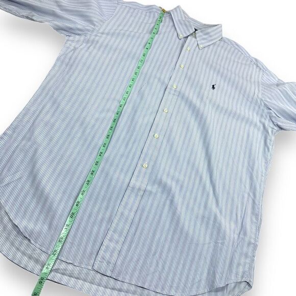 Ralph Lauren Shirt 17.5 34/35 Blue Pinstripe Yarmouth Long Sleeve Button Down‎ - Picture 8 of 9